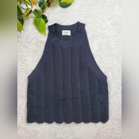 AritziaWilfred tank in black. Size small. Crocheted. scalloped bottom edge. EUC - Picture 8 of 8